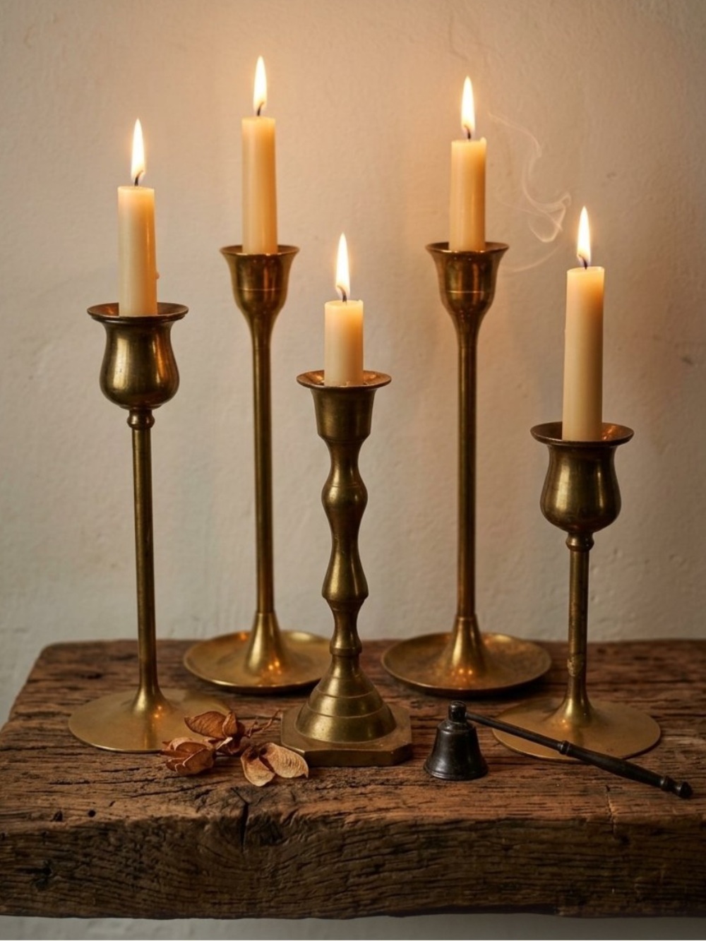 Vintage Brass Taper Candle Holders
Set of 5
2 sets of 2 + 1 unique holder